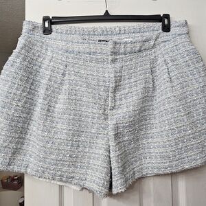 Eloquii Light Blue Tweed High Waist Shorts